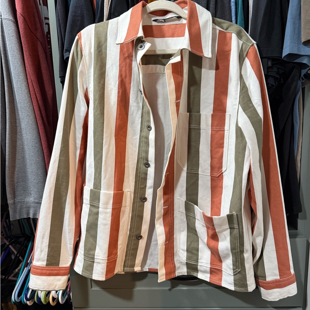 Zara Orange and White Striped Top